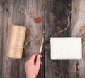 stack of empty cards on a gray wooden table Royalty Free Stock Photo