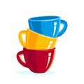 Stack of empty colored cups, vector icons Royalty Free Stock Photo