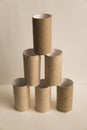 Empty toilet paper rolls stack on white background Royalty Free Stock Photo