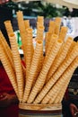 Stack of empty waffle ice cream cones Royalty Free Stock Photo