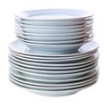 Stack of Empty White Plates Isolated on White Background Royalty Free Stock Photo