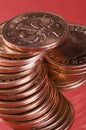 Stack of English coins Royalty Free Stock Photo