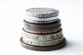 Stack of English coins Royalty Free Stock Photo