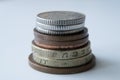 Stack of English coins Royalty Free Stock Photo