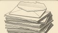 Stack of Envelopes and Papers with Torn Edges in Black and White Illustration letters Royalty Free Stock Photo