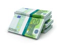 Stack of 100 euro banknotes bills bundles Royalty Free Stock Photo