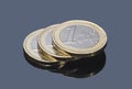 Stack of euro coins on gray background Royalty Free Stock Photo