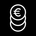 Stack of euro coins vector icon. Black and white cash illustration. Outline linear money icon.