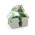 Stack of Euro money in the shape of a house Royalty Free Stock Photo