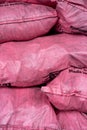 A stack of filled sacks of spices in a warehouse Royalty Free Stock Photo