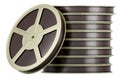 Stack of film reels, 3D rendering Royalty Free Stock Photo