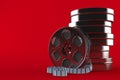 Stack of film reels Royalty Free Stock Photo