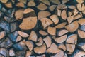 Stack of firewood. Abstract wood log background close-up. Royalty Free Stock Photo