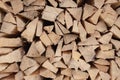 Stack of firewood. Chopped logs background. Woodpile background. Stacked wood. Wooden texture. Logging storage