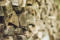 A stack of firewood close up