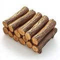 A stack of firewood depicted in 3D rendering against a white isolated background. Royalty Free Stock Photo