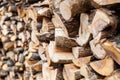 Stack of firewood, ecological renewable fuel Royalty Free Stock Photo