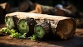 Stack of firewood in a forest, ready for winter generated by AI Royalty Free Stock Photo