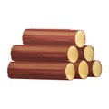 Stack of firewood icon, brown tree trunks