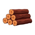 Stack Of Firewood Materials For Lumber Industry Isolated On White Background. Pile Of Wood Logs Tree Trunk - Flat Vector