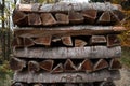 Stack of firewood. Pile of wood logs ready for winter Royalty Free Stock Photo