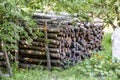 A stack of firewood. Royalty Free Stock Photo