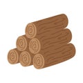 A stack of firewood, a woodpile for making a fire on a hike, camping, picnic or road trip. Felled tree trunks. Flat vector
