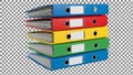 Stack of five colorful binders on transparent background Royalty Free Stock Photo