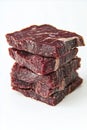 Stack of Five Fresh Raw Beef Steaks on White Background Royalty Free Stock Photo