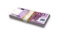 Stack of five hundred Euro bills, money on white Royalty Free Stock Photo