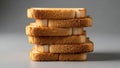 Stack of Toasted Bread Slices on Gray Background Royalty Free Stock Photo