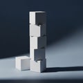 A stack of five white cubes is arranged vertically against a Royalty Free Stock Photo