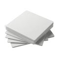 Stack of five white square cards neatly arranged and isolated on transparent background Royalty Free Stock Photo