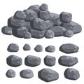 Stack of flat stone rock set.