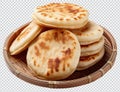 Stack of Flatbreads on Plate, Traditional Bread, Homemade Food, Bakery Product, Isolated Royalty Free Stock Photo