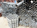 Stack of flexible plastic hose used in underground tunnel construction site