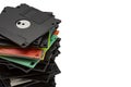Stack of Floppy disk on white background, Retro digital storage technology Royalty Free Stock Photo
