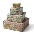 Stack of floral patterned storage boxes Royalty Free Stock Photo