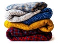 A stack of folded blankets on top of each other Royalty Free Stock Photo