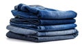 Stack of folded blue denim jeans clothing Royalty Free Stock Photo
