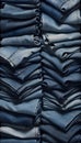 Stack of Folded Blue Jeans, Generative AI
