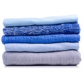 Stack folded blue shirt clothing Royalty Free Stock Photo