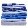 Stack folded blue shirt clothing Royalty Free Stock Photo