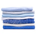 Stack folded blue shirt clothing Royalty Free Stock Photo