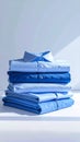Stack of Folded Blue Shirts Royalty Free Stock Photo