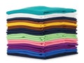 Stack of folded clothes isolated on white background Royalty Free Stock Photo