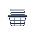 stack of folded clothes in laundry basket. Vector illustration decorative design