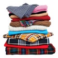 Stack of Folded Clothes with Various Patterns and Textures pile laundry Royalty Free Stock Photo
