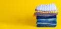 Stack folded colorful clothing summer