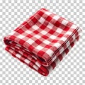 Stacked red and white checkered fabric napkins on transparent background plaid Royalty Free Stock Photo